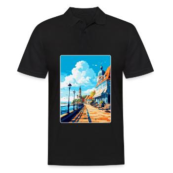 Zoppot Polen Vintage Reiseplakat WPA Souvenir - Männer Poloshirt - Schwarz - Vorne - Kai (181cm)
