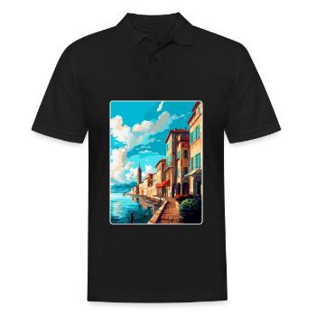 Bayonne France Vintage Travel Poster Souvenir WPA - Men's Polo Shirt - black - Front - Kai (181cm)