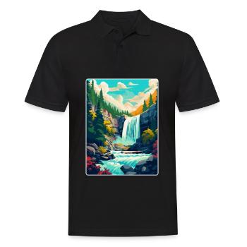Affiche de voyage vintage des chutes de Giessbach en Suisse - Polo Homme - noir - Devant - Kai (181cm)