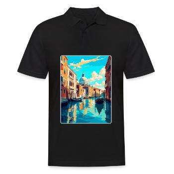 Venedig Italien Vintage Reiseplakat WPA Souvenir - Männer Poloshirt - Schwarz - Vorne - Kai (181cm)