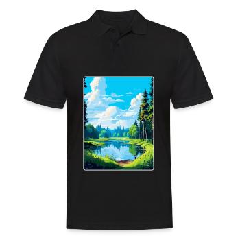 Bialowieza Pologne Affiche de voyage vintage souvenir - Polo Homme - noir - Devant - Kai (181cm)