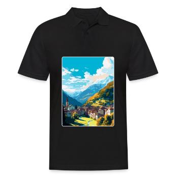 Sion Schweiz Vintage Reiseplakat Souvenir - Männer Poloshirt - Schwarz - Vorne - Kai (181cm)
