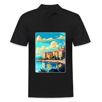 Cannes Frankreich Vintage Reiseplakat WPA Souvenir - Männer Poloshirt - Schwarz - Vorne - Kai (181cm)