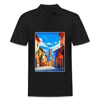 Oviedo Spanien Vintage Reiseplakat WPA Souvenir - Männer Poloshirt - Schwarz - Vorne - Kai (181cm)