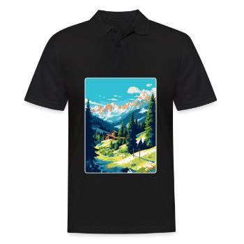 Gstaad Suisse Affiche de voyage vintage souvenir - Polo Homme - noir - Devant - Kai (181cm)