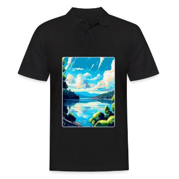 Danube River Europe Vintage Travel Poster Souvenir - Men's Polo Shirt - black - Front - Kai (181cm)