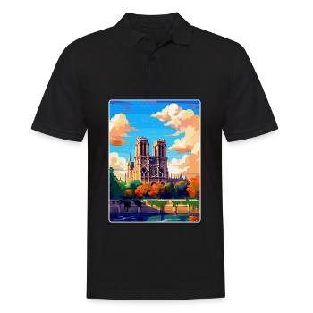 Notre Dame France Vintage Travel Poster Souvenir - Men's Polo Shirt - black - Front - Kai (181cm)