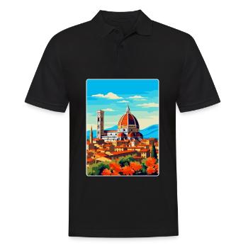 Florence Italy Vintage Travel Poster Souvenir WPA - Men's Polo Shirt - black - Front - Kai (181cm)