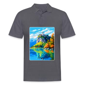 Château de Bled, Slovénie, Affiche de voyage vintage, WPA, Art - Polo Homme - charbon - Devant - Nico (186cm)