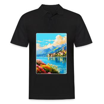 Lake Como Italy Vintage Travel Poster Souvenir WPA - Men's Polo Shirt - black - Front - Kai (181cm)