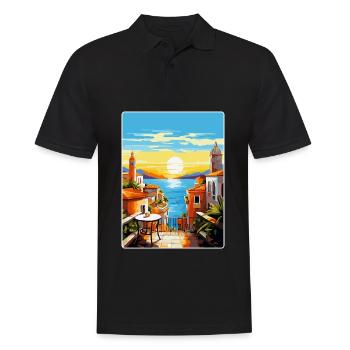 Malaga Spanien Vintage Reiseplakat WPA Souvenir - Männer Poloshirt - Schwarz - Vorne - Kai (181cm)