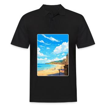 Saint Malo France Vintage Travel Poster Souvenir - Men's Polo Shirt - black - Front - Kai (181cm)