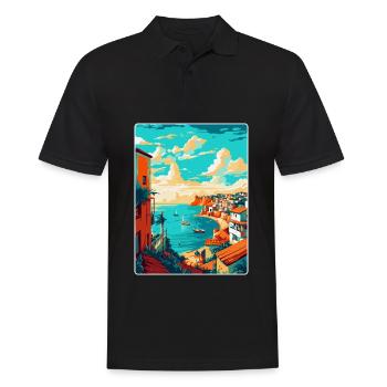 Lagos Portugal Affiche de voyage vintage souvenir WPA - Polo Homme - noir - Devant - Kai (181cm)