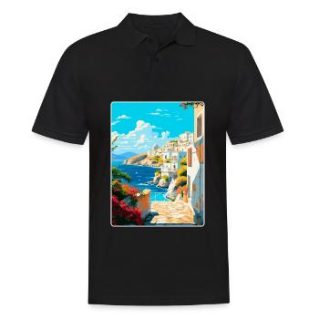 Milos Grèce Vintage Affiche de voyage WPA Souvenir - Polo Homme - noir - Devant - Kai (181cm)