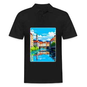 Ljubljana Slovénie Affiche de voyage vintage souvenir - Polo Homme - noir - Devant - Kai (181cm)