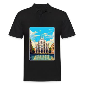Milan Italy Vintage Travel Poster WPA Art Souvenir - Men's Polo Shirt - black - Front - Kai (181cm)