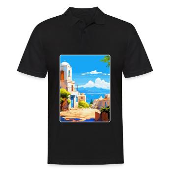 Kos Greece Vintage Travel Poster Souvenir Souvenir - Men's Polo Shirt - black - Front - Kai (181cm)