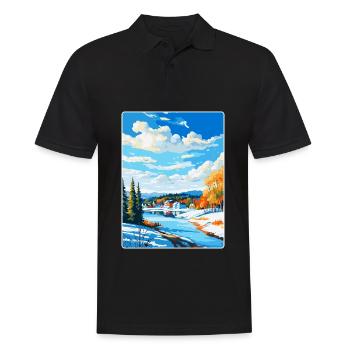 Lahti Finland Vintage Travel Poster WPA Souvenir - Men's Polo Shirt - black - Front - Kai (181cm)