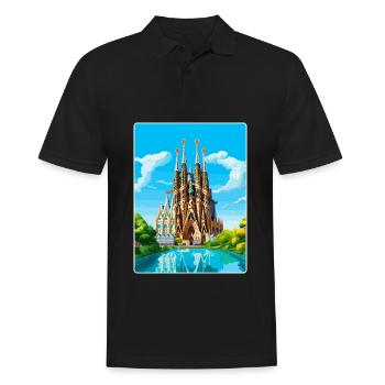 Barcelone Espagne Affiche de voyage vintage Souvenir WPA - Polo Homme - noir - Devant - Kai (181cm)