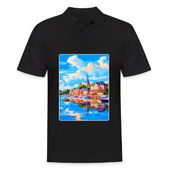 Souvenir de l’affiche de voyage vintage Naantali Finlande - Polo Homme - noir - Devant - Kai (181cm)