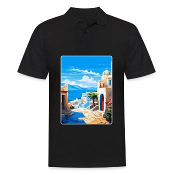 Kos Greece Vintage Travel Poster Souvenir Souvenir - Men's Polo Shirt - black - Front - Kai (181cm)
