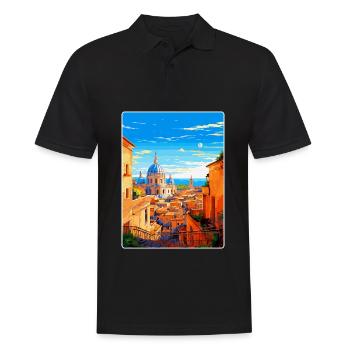 Rome Italy Vintage Travel Poster Souvenir Souvenir - Men's Polo Shirt - black - Front - Kai (181cm)