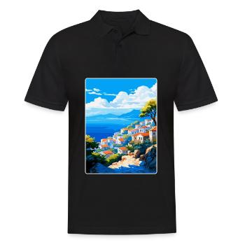 Hydra Greece Vintage Travel Poster WPA Souvenir - Men's Polo Shirt - black - Front - Kai (181cm)