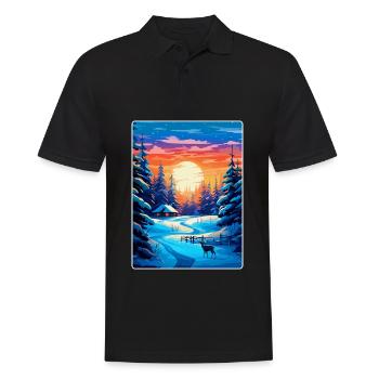 Lappland Finnland Vintage Reiseplakat Souvenir WPA - Männer Poloshirt - Schwarz - Vorne - Kai (181cm)