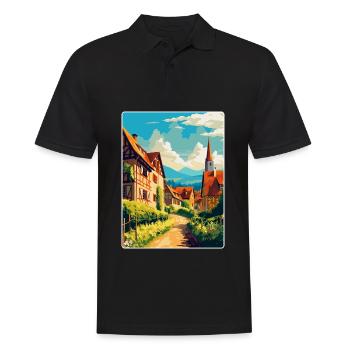 Alsace France Affiche de voyage vintage WPA Souvenir - Polo Homme - noir - Devant - Kai (181cm)
