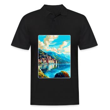 Lugano Suisse Affiche de voyage vintage souvenir - Polo Homme - noir - Devant - Kai (181cm)