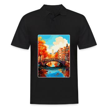 Amsterdam Netherlands Vintage Travel Poster WPA - Men's Polo Shirt - black - Front - Kai (181cm)