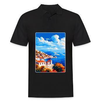 Hydra Greece Vintage Travel Poster WPA Souvenir - Men's Polo Shirt - black - Front - Kai (181cm)