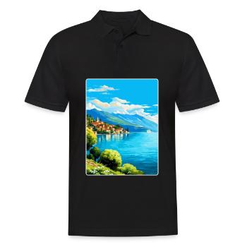 Lac d’Iseo Italie Affiche de voyage vintage Souvenir WPA - Polo Homme - noir - Devant - Kai (181cm)