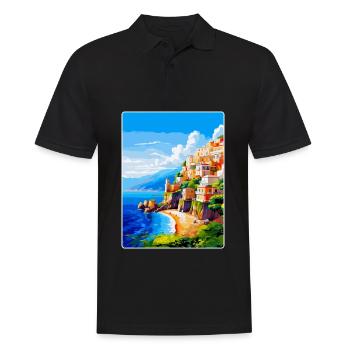 Amalfi Italie Affiche de voyage vintage WPA Souvenir - Polo Homme - noir - Devant - Kai (181cm)