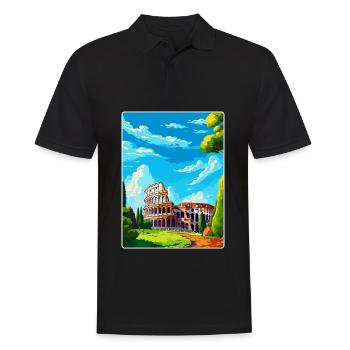 Rome Italy Vintage Travel Poster Souvenir Souvenir - Men's Polo Shirt - black - Front - Kai (181cm)
