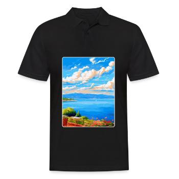 Lac de Bracciano Italie Affiche de voyage vintage WPA Art - Polo Homme - noir - Devant - Kai (181cm)