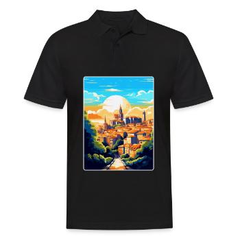 Toledo Spanien Vintage Reiseposter WPA Souvenir - Männer Poloshirt - Schwarz - Vorne - Kai (181cm)