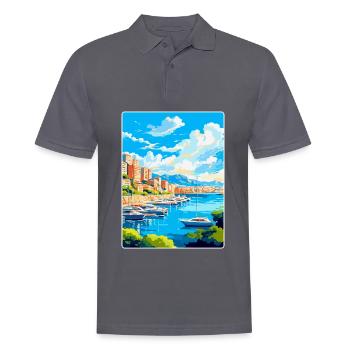 Monaco Côte d'Azur Frankreich Vintage Reiseplakat - Männer Poloshirt - Anthrazit - Vorne - Nico (186cm)