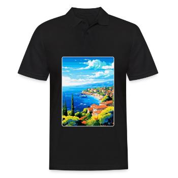 Côte d Azur Frankreich Vintage Reiseplakat Souvenir - Männer Poloshirt - Schwarz - Vorne - Kai (181cm)