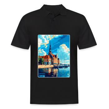 Rostock Allemagne Affiche de voyage vintage Souvenir WPA - Polo Homme - noir - Devant - Kai (181cm)