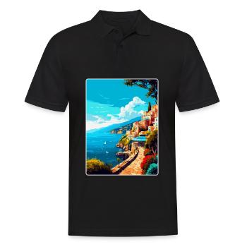 Sorrente Italie Affiche de voyage vintage Souvenir WPA - Polo Homme - noir - Devant - Kai (181cm)