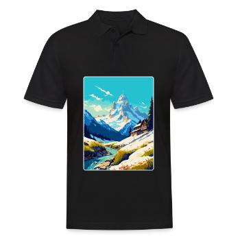 Chamonix Frankreich Vintage Reiseposter Souvenir WPA - Männer Poloshirt - Schwarz - Vorne - Kai (181cm)