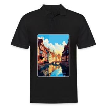 Colmar Frankreich Vintage Reiseplakat WPA Souvenir - Männer Poloshirt - Schwarz - Vorne - Kai (181cm)