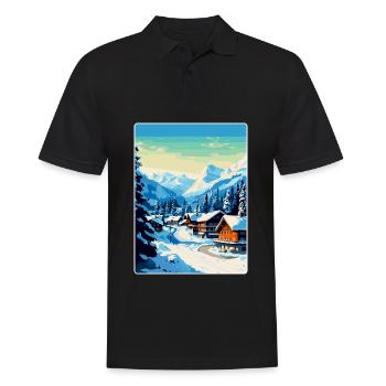 Gstaad Suisse Affiche de voyage vintage souvenir - Polo Homme - noir - Devant - Kai (181cm)