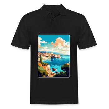 Antibes France Affiche de voyage vintage Souvenir WPA - Polo Homme - noir - Devant - Kai (181cm)
