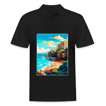 Biarritz Frankreich Vintage Reiseplakat Souvenir WPA - Männer Poloshirt - Schwarz - Vorne - Kai (181cm)