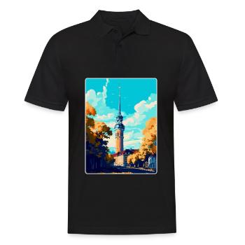Dortmund Germany Vintage Travel Poster Souvenir - Men's Polo Shirt - black - Front - Kai (181cm)