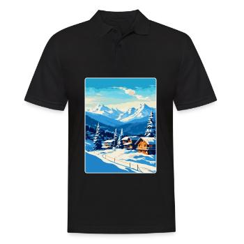 Kitzbuhel Austria Vintage Travel Poster Souvenir - Men's Polo Shirt - black - Front - Kai (181cm)