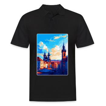 Prague République tchèque Affiche de voyage vintage WPA - Polo Homme - noir - Devant - Kai (181cm)