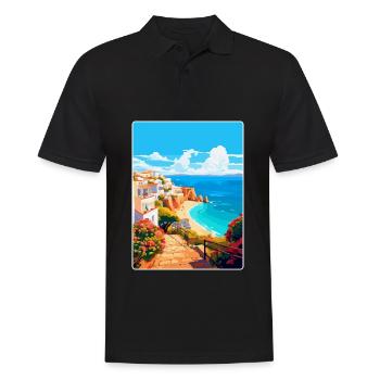 Albufeira Portugal Vintage Travel Poster Souvenir - Men's Polo Shirt - black - Front - Kai (181cm)
